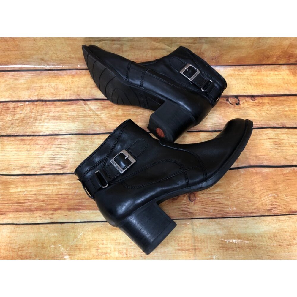 Harley Davidson HD 84296 Black Leather Side Zip Boots Womens 9 / 40 (n7a2) - Picture 5 of 10
